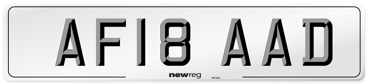 AF18 AAD Number Plate from New Reg